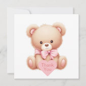 Teddy Bear Pink Danke Karte (Vorderseite)
