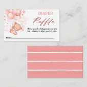 Teddy Bear Pink Diaper Raffel warten Begleitkarte (Vorne/Hinten)
