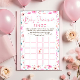 Teddy Bear Pink Floral Girl Babydusche Bingo Spiel