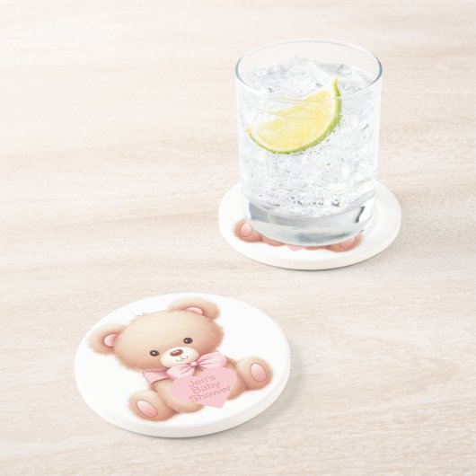 Teddy Bear Pink Getränkeuntersetzer (Seite)