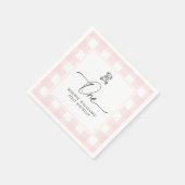 Teddy Bear Pink Gingham 1. Geburtstag Napkins Serviette (Ecke)
