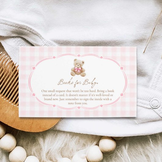 Teddy Bear Pink Gingham Books for Baby Begleitkarte