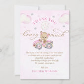 Teddy Bear Pink Girl Babydusche Dankeskarte (Vorderseite)