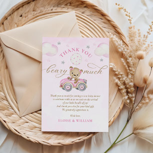 Teddy Bear Pink Girl Babydusche Dankeskarte