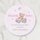 Teddy Bear Pink Girl Babydusche Geschenkanhänger (Rückseite)