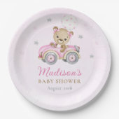 Teddy Bear Pink Girl Babydusche Pappteller (Vorderseite)