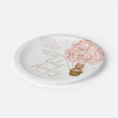 Teddy Bear Pink Girl Babydusche Pappteller (Schrägansicht)