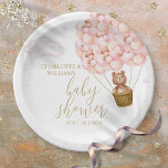 Teddy Bear Pink Girl Babydusche Pappteller<br><div class="desc">Niedliches "wir können früh warten" Teddy-Bär-Thema rosa Mädchen Dusche Design. Entwickelt von Thisisnotme©</div>