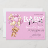 Teddy Bear Pink Girl Einladungen (Vorderseite)