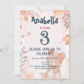 Teddy Bear Pink Girl Geburtstagsparty Einladung (Vorderseite)