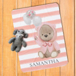 Teddy Bear Pink Girl's Personalisiert Room Babydecke<br><div class="desc">Dieses Design kann in dem Bereich personalisiert werden, der durch das Ändern des Fotos und/oder Textes zur Verfügung gestellt wird. Sie können auch angepasst werden, indem Sie auf Vorlage personalisieren klicken und dann auf die Schaltfläche klicken, um weitere Optionen anzupassen, um die Hintergrundfarbe zu löschen oder zu ändern, Text hinzuzufügen,...</div>