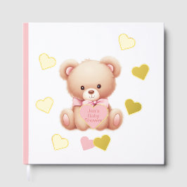Teddy Bear Pink Hearts Foil Guestbook Gästebuch