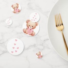 Teddy Bear Pink Hearts Table Confetti Konfetti