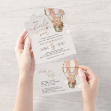 Teddy Bear, Pink Hot Air Ballon, Babydusche