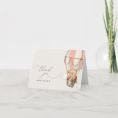 Teddy Bear, Pink Hot Air Ballon, Babydusche Dankeskarte (Vorderseite)