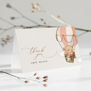 Teddy Bear, Pink Hot Air Ballon, Babydusche Dankeskarte