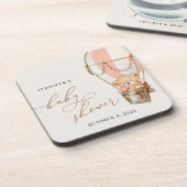 Teddy Bear, Pink Hot Air Ballon, Babydusche Getränkeuntersetzer (Linke Seite)