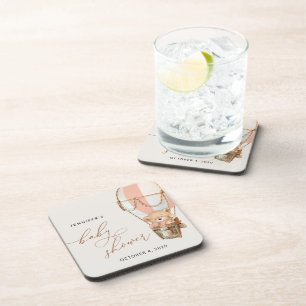 Teddy Bear, Pink Hot Air Ballon, Babydusche Getränkeuntersetzer