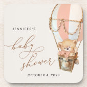 Teddy Bear, Pink Hot Air Ballon, Babydusche Getränkeuntersetzer (Vorderseite)