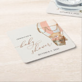 Teddy Bear, Pink Hot Air Ballon, Babydusche Rechteckiger Pappuntersetzer (angewinkelt)