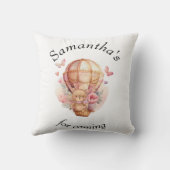 Teddy Bear Pink Hot Air Ballon Babydusche Thread Kissen (Rückseite)