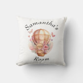 Teddy Bear Pink Hot Air Ballon Babydusche Thread Kissen (Vorderseite)