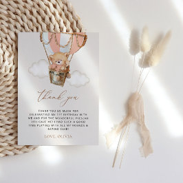 Teddy Bear, Pink Hot Air Ballon, Erster Geburtstag Dankeskarte