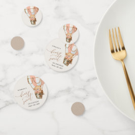 Teddy Bear, Pink Hot Air Ballon, Erster Geburtstag Konfetti