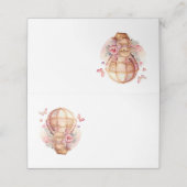 Teddy Bear Pink Hot Air Ballon Party Tischkarte Platzkarte (Außenseite Aufgefaltet)