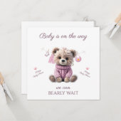 Teddy Bear pink jumper Congratulations Karte (Vorderseite/Rückseite Beispiel)
