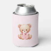Teddy Bear Pink Monogram kann kühler werden Dosenkühler (Kanne Vorderseite)