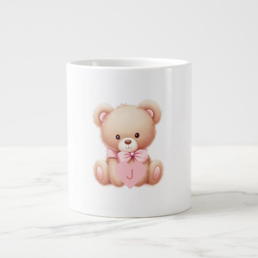 Teddy Bear Pink Monogram Specialty Tasse (Vorderseite)