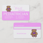 Teddy Bear Pink Pädiatrische Appointkarte Terminkarte (Vorne/Hinten)