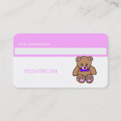 Teddy Bear Pink Pädiatrische Appointkarte Terminkarte (Rückseite)