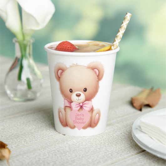 Teddy Bear Pink Pappbecher (In Situ)