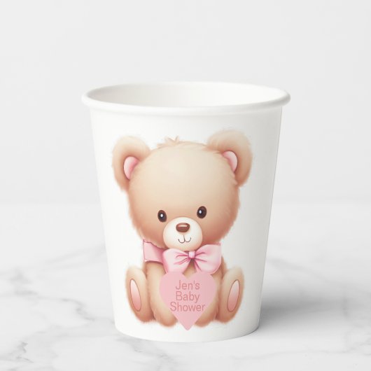 Teddy Bear Pink Pappbecher (Rückseite)