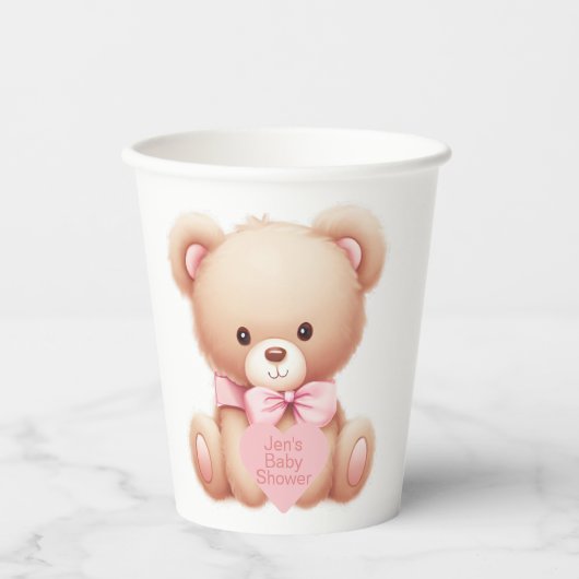 Teddy Bear Pink Pappbecher (Vorderseite)