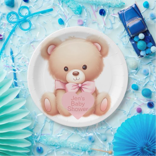 Teddy Bear Pink Pappteller (Party)