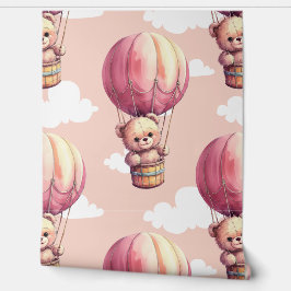 Teddy Bear Pink Pattern Baby Kinderzimmer Room Tapete