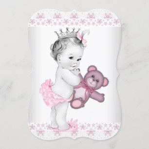 Teddy Bear Pink Princess Babydusche Einladung