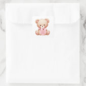 Teddy Bear Pink Quadratischer Aufkleber (Tasche)