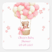 TEDDY BEAR PINK  QUADRATISCHER AUFKLEBER (Vorderseite)