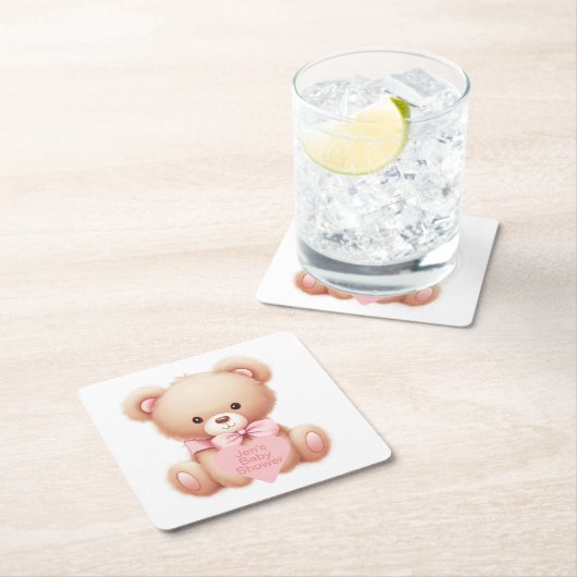 Teddy Bear Pink Rechteckiger Pappuntersetzer (Vor Ort)
