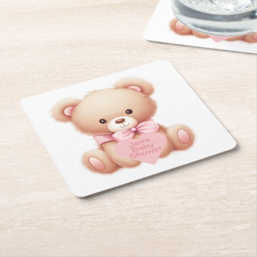 Teddy Bear Pink Rechteckiger Pappuntersetzer (angewinkelt)