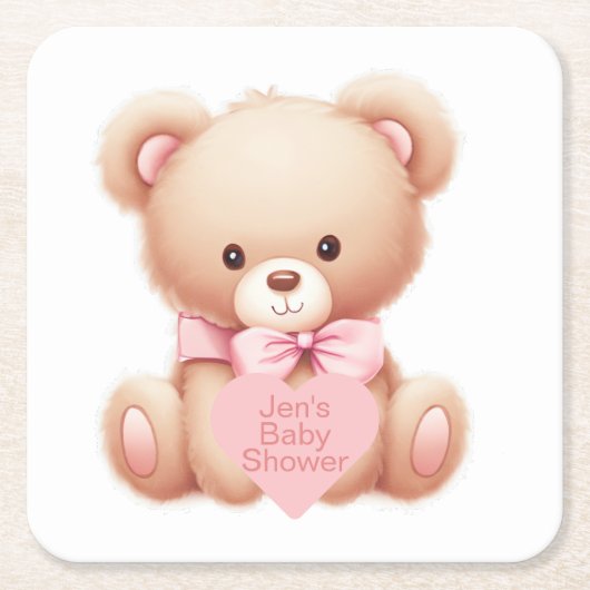 Teddy Bear Pink Rechteckiger Pappuntersetzer (Vorderseite)
