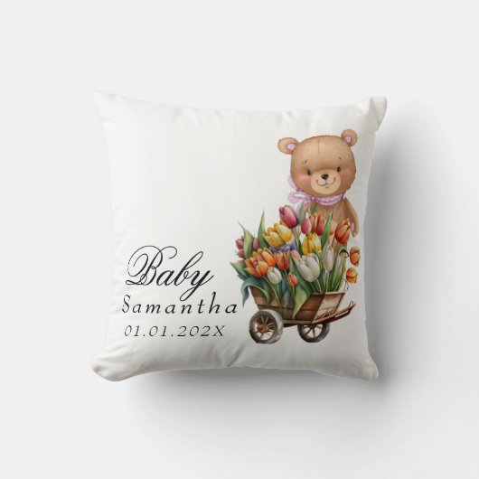 Teddy Bear Pink Rustikal Kissen (Vorderseite)