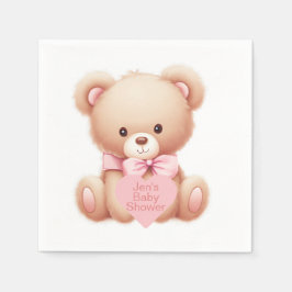 Teddy Bear Pink Serviette