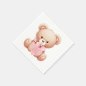 Teddy Bear Pink Serviette (Ecke)