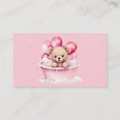 Teddy Bear Pink Tub und Balloon Girl Diaper Raffle Visitenkarte (Rückseite)