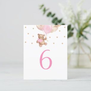 Teddy Bear Pink und Gold Tischnummer Sign